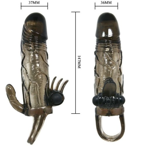 BAILE - BÁTOR FÉRFI PÉNISZFEDÉS CSIKLÓVAL ÉS ANÁLIS STIMULÁCIÓVAL, DUPLA GOLYÓ FEKETE 16,5 CM