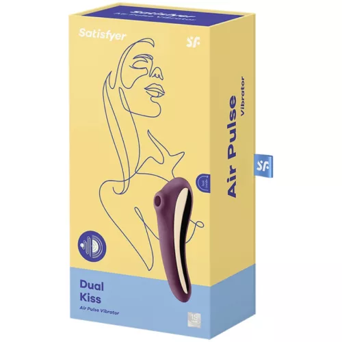 SATISFYER - DUPLA KISS AIR PULSE VIBRÁTOR WINE RED