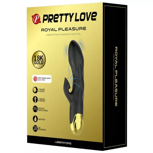 PRETTY LOVE - FEKETE, ÚJRATÖLTHETŐ, ARANYOZOTT LUXUS VIBRÁTOR