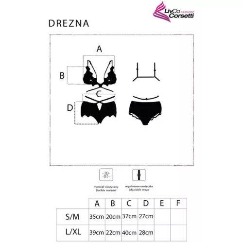 LIVCO CORSETTI DIVAT - DREZNA LC 90733 BRA + PANTY BLACK L/XL