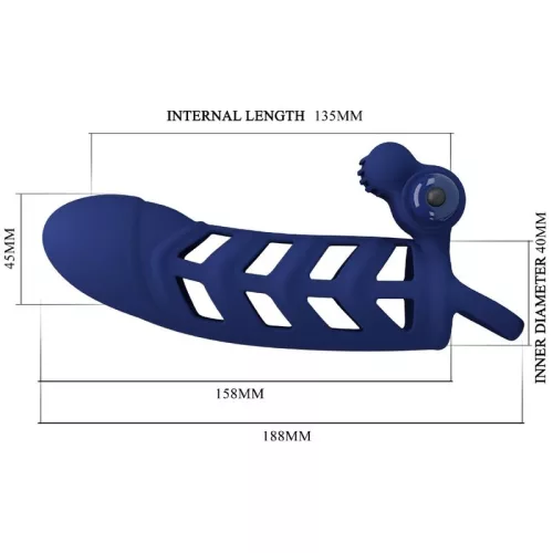 PRETTY LOVE - ALTAF VIBRÁTOR GYŰRŰ SZILIKON HÜVELYEL KÉK