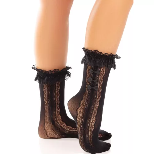 LEG AVENUE - FEKETE FODROKKAL ELLÁTOTT BOKACOKNI