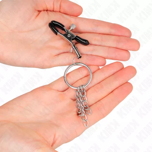 KINK - O GYŰRŰS MELLBIMBÓS ÉS KIS LÁNC EZÜST 6 CM