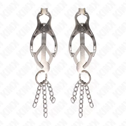 KINK - JAPÁN LÓHERE MELLBIMBÓCSIPPÉK KIS LÁNCOKKAL, EZÜST