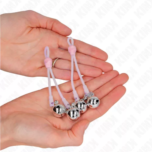 KINK – RAGYOGÓ KOPONYA MELLBIMBÓCSA, ÁLLÍTHATÓ RÓZSASZÍN / EZÜST CSENGŐKKEL