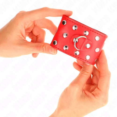 KINK - CSUKLÓRÖGZÍTŐK PATPTIKUS RÖGZÍTVE, TELE SZEGECSEL, PIROS ÁLLÍTHATÓ 19-24 CM X 5,5 CM