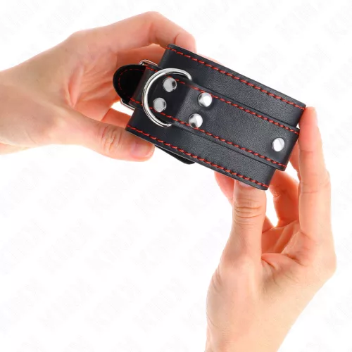 KINK - FEKETE CSUKLÓRÖGZÍTŐK PIROS BÉLÉSSEL ÁLLÍTHATÓ 20-28 CM X 5,5 CM