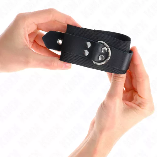 KINK - NEJLON CSUKLÓRÖGZÍTŐK FEKETE BŐRÖVMEL FEKETE ÁLLÍTHATÓ 19-29 CM X 5,1 CM