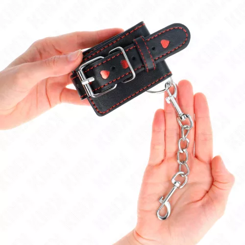 KINK - FEKETE CSUKLÓRÖGZÍTŐK PIROS SZÍV BERAKÁSSAL ÁLLÍTHATÓ 21-28 CM X 5,5 CM