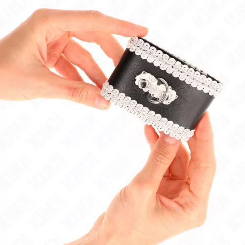 KINK - FEKETE CSUKLÓBILINCSEK FEHÉR DÍSZÍTŐ CSIPKÉVEL, ADJSUTABLE 20-23 CM X 5,5 CM