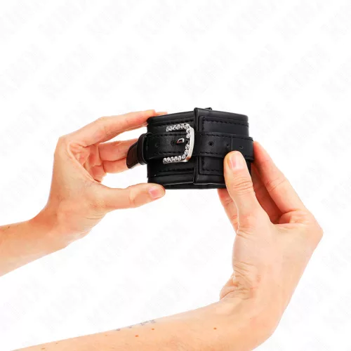 KINK - RHINESTONE CSATOS CSUKLÓRÖGZÍTŐK FEKETE ÁLLÍTHATÓ 25-32 CM X 5,5 CM