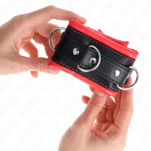 KINK - NEHÉZ CSUKLÓRÖGZÍTŐK PIROS SZŐRMEL BÉLELT, ÁLLÍTHATÓ 20-30 CM X 6 CM