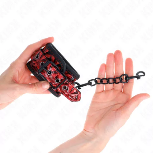 KINK - GYÉMÁNTMINTÁS CSUKLÓRÖGZÍTŐK SÖTÉTVÖRÖS ÁLLÍTHATÓ 17-26 CM X 5,5 CM