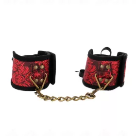   KINK - BOTRÁNY CSUKLÓBILINCSEK PIROS-FEKETE CSIPKE RÉSZLETEI 24,5 CM X 6,5 CM