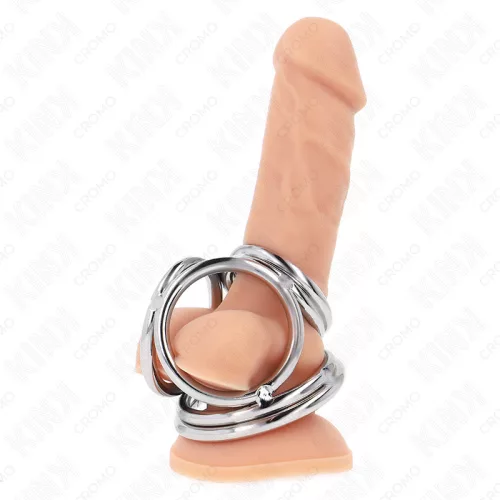 KINK - HÁROMSZÖGES KRÓM FÉM PÉNISZGYŰRŰ 3,8 CM-TŐL 5 CM-IG 1-ES MODELL