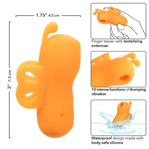 CALEXOTICS - NEON VIBRÁCIÓ A ZÜMMÖGŐ VIBRÁTOR FINGER STIMULATOR 10 VIBRATIONS ORANGE