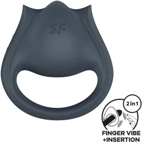   SATISFYER - PERFECT PAIR 2 MULTIVIBRÁTOR 2 AZ 1-BEN PÉNISZGYŰRŰ ÉS UJJSTIMULÁTOR SZÜRKE