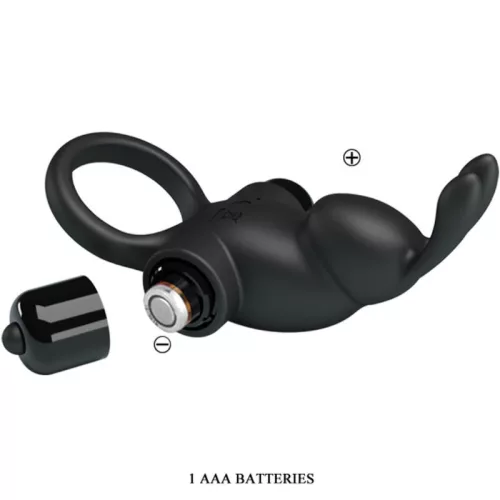 PRETTY LOVE - REZGŐ GYŰRŰ + NYÚL KLITORIS STIMULÁTOR 10 REZGÉS FEKETE