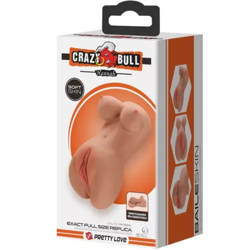 CRAZY BULL - HANNAH DUPLA MASZTURBÁTOR VAGINA ÉS ANUS REALISTA MULATTO