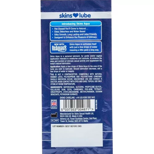 SKINS - AQUA VÍZALAPÚ SÍKOSÍTÓ EGYSZERI ADAG, 5 ML