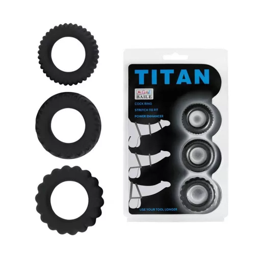 Titan 3 in 1 siliconen ringen zwart