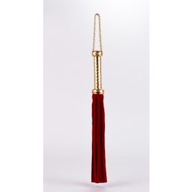   Flogger met metalen leren handvat en suède lederen staarten rood 18"