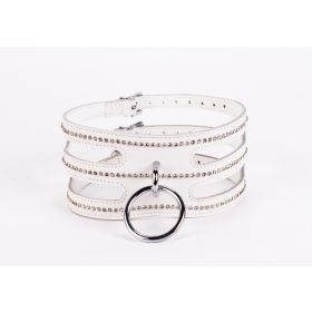 Designer Traingo Halsband gemaakt van zacht kuitleer wit