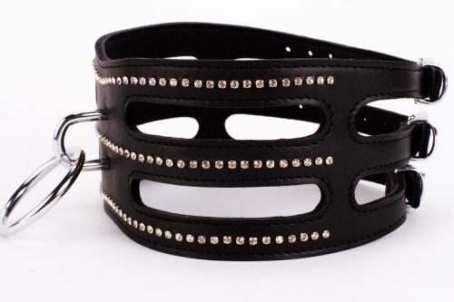 Designer Traingo Halsband gemaakt van zacht zwart kuitleer