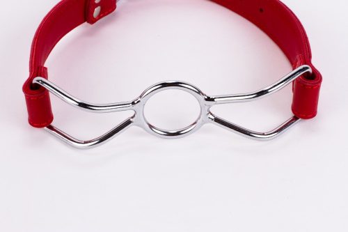 Kalf zachte leren top en lamsleer vulling met roestvrijstalen mondstuk rood