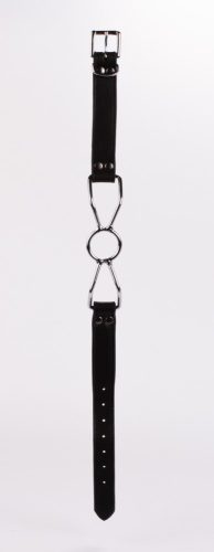 Kalf zacht leren boven- en lamsleer vulling met roestvrijstalen mondstuk zwart