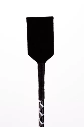 Leren stok met neonstrip en nubuckleren bovenkant wit