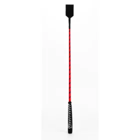   Nylon stok met neonstrip en leren handvat Nubuck Leather Top Rood