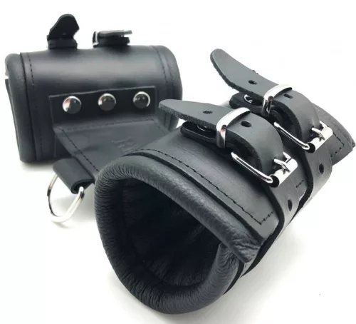 Prémium dupla bőr bilincs - érzéki kötözéshez