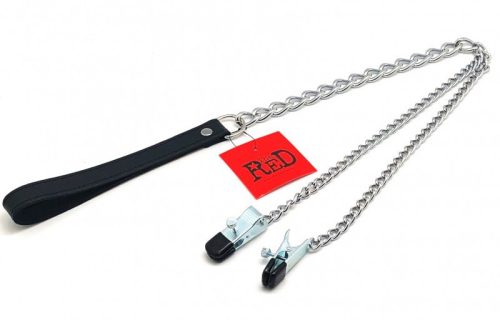 Fém-bőr melltartó csipesz - érzéki bőr póráz