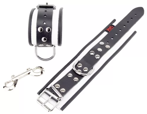 Prémium bőr bilincs – fehér/fekete színben