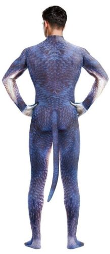 Kék-Fehér Raptus Dinoszaurusz Cosplay Jelmez