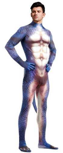 Kék-fehér Raptus dinoszaurusz jelmez cosplayhoz