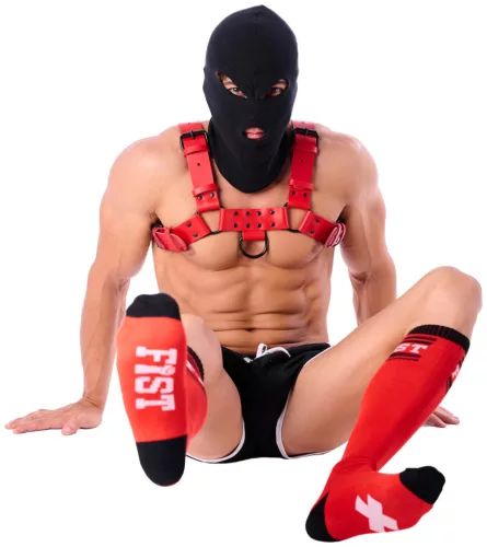 HANKY FIST SneakXX – magasszárú zokni piros színben