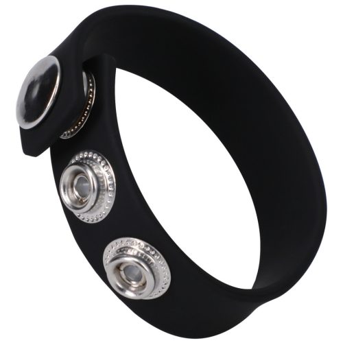 Állítható szilikon péniszgyűrű – három snap fekete