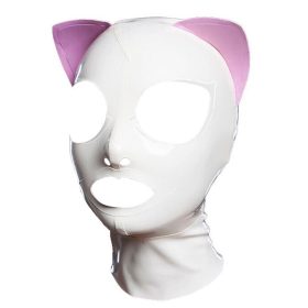   Cagoule Cat – fehér macska maszk, érzéki fétis stílusban