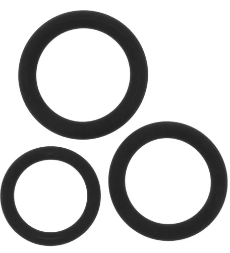 Stamstart – 3 db prémium fekete péniszgyűrű szett