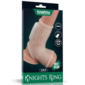 Vibrerende Drip Knights Ring met Scrotum-mouw (Wit)