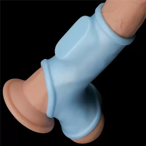 Vibrerende Zijden Riddersring met Scrotum-mouw Blue_B15O50_1
