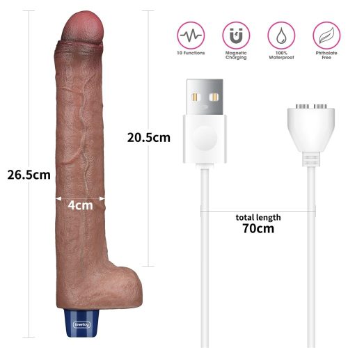 10,5" REAL SOFTEE Oplaadbare Siliconen Vibrerende Dildo