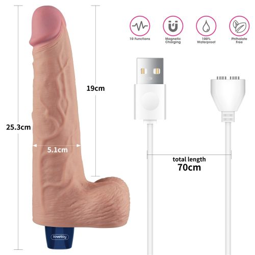 10" REAL SOFTEE oplaadbare vibrerende dildo (vlees)_B15O50_4