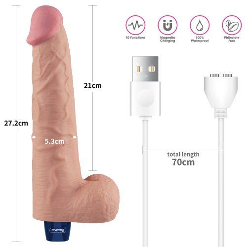 10,5" REAL SOFTEE oplaadbare vibrerende dildo (vlees)_B15O50_4