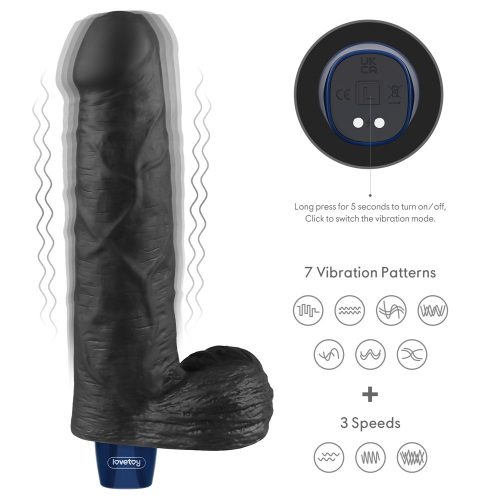 9" REAL SOFTEE Oplaadbare Vibrerende Dildo (Zwart)_B15O50_4