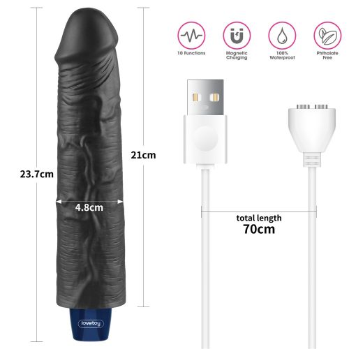 9,5" REAL SOFTEE Oplaadbare Vibrerende Dildo (Zwart)_B15O50_4