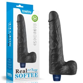   10" REAL SOFTEE oplaadbare vibrerende dildo (zwart)_B15O50_4
