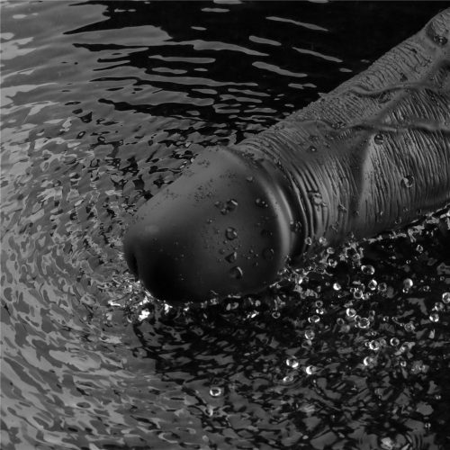 10" REAL SOFTEE oplaadbare vibrerende dildo (zwart)_B15O50_4